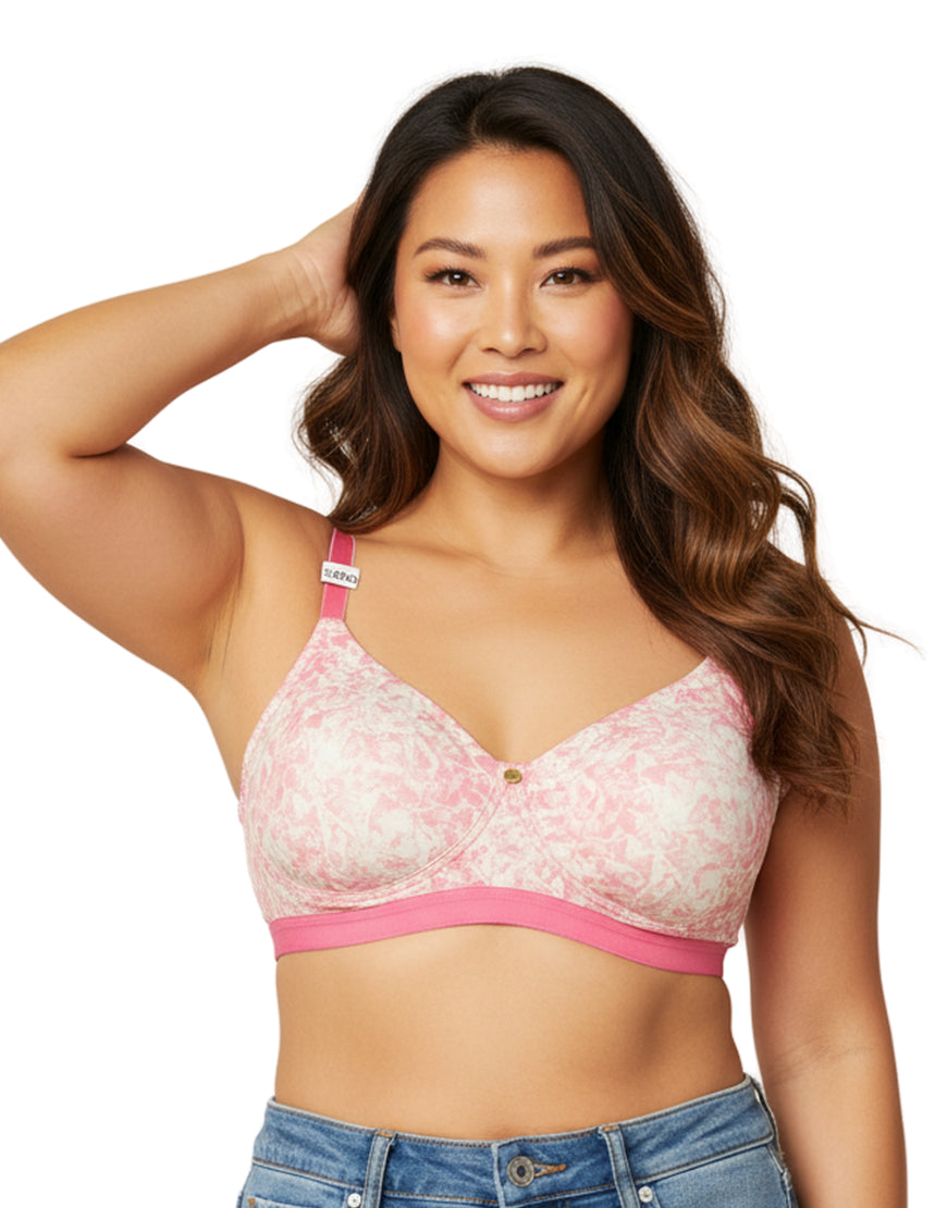 Losha True Curv Double Layered Non Wired Full Coverage Super Support Bra - Pink Print